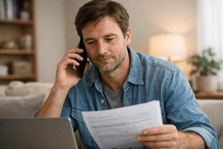 Person speaking with an admissions specialist while verifying insurance coverage for rehab in Indiana
