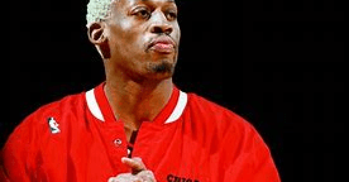 Dennis Rodman in a red shirt