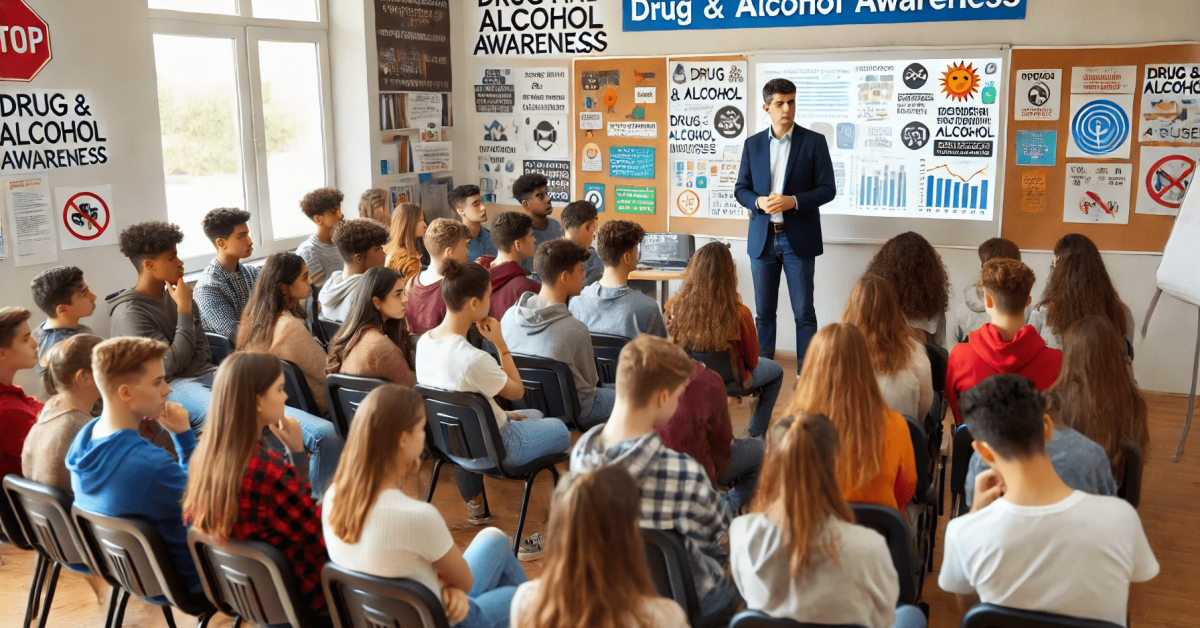 National Drug and Alcohol Facts Week 2025 seminar educating teens on drug and alcohol awareness.