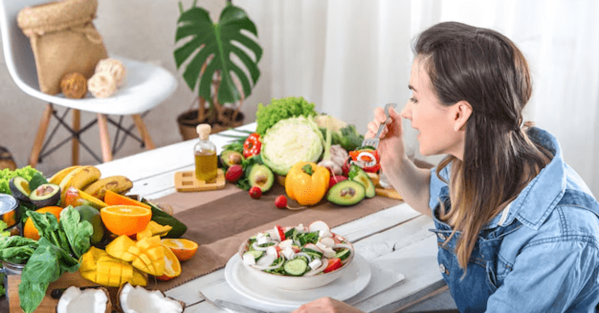 Preparing a nutritious meal for nutrition in recovery, featuring fresh fruits, vegetables, and whole foods for healing and well-being
