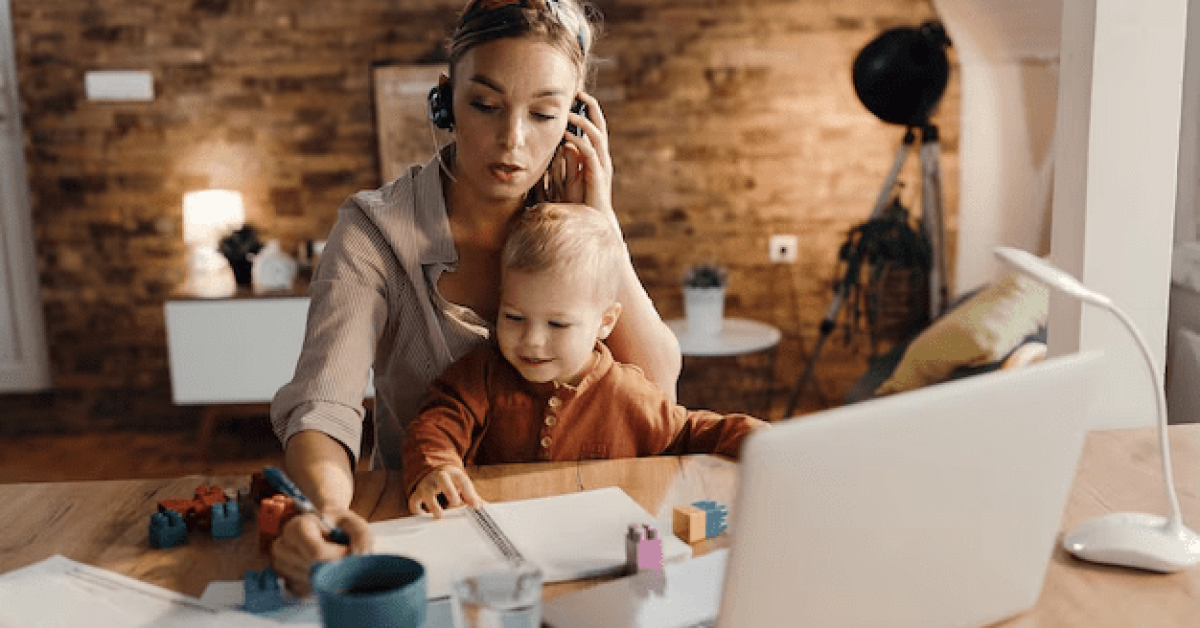 Working parent struggling with work-life balance while managing family responsibilities.