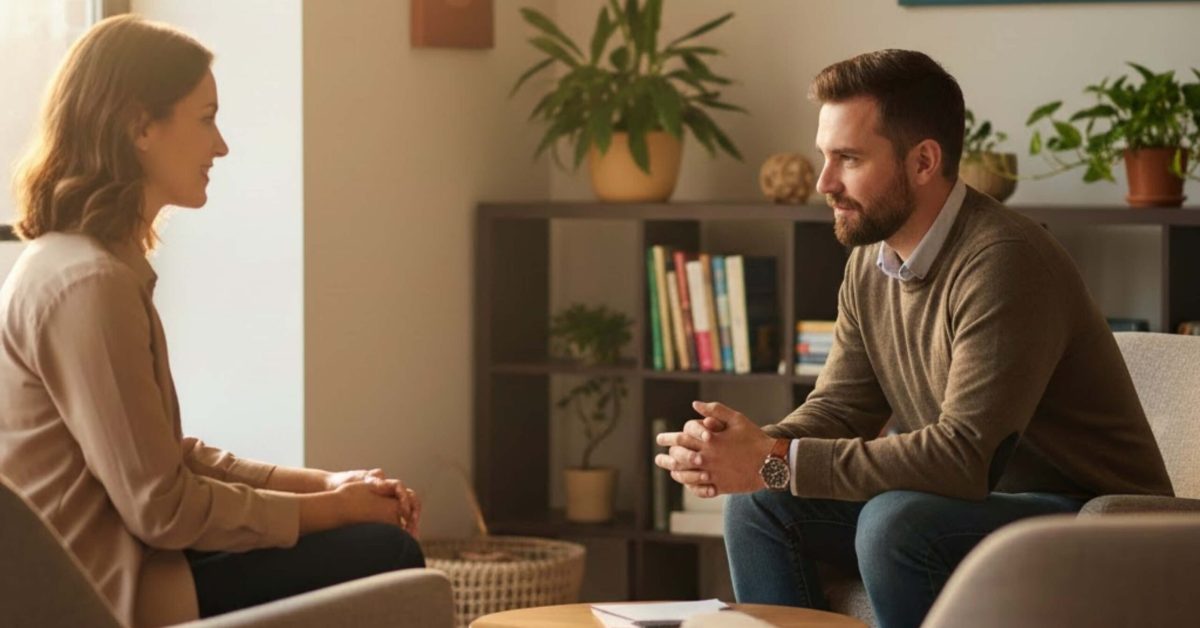 Therapist supporting a client experiencing low motivation in recovery, which illustrates addiction recovery motivation and how clinicians support clients when motivation is low.